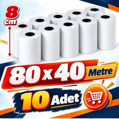 Rulo 80 X 40 Yazıcı kağıdı 10 Adet 1 Paket
