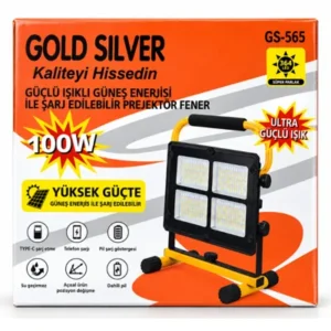 Gold Silver GS-565 100W Solar Şarjlı LED Projektör