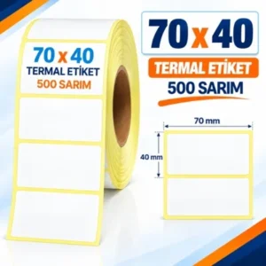 Etiket 70 X 40 Termal Barkod Etiketi Beyaz 1000 Sarım