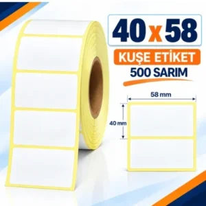 Etiket 58 X 40 Kuşe 500 Sarım 1 Adet