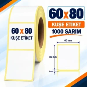 Etiket 60 X 80 Kuşe Tekli 1000 Sarım