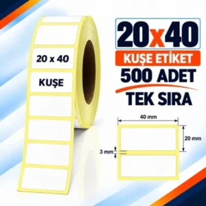 Etiket 20 X 40 Tek Sıra Kuşe 500 Lü