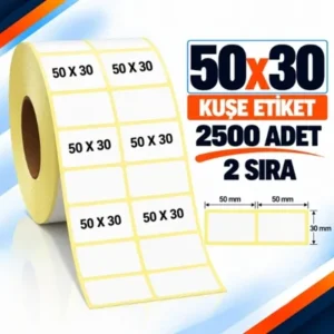 Etiket Kuşe 50 x 30 2500Li 2 Sıra