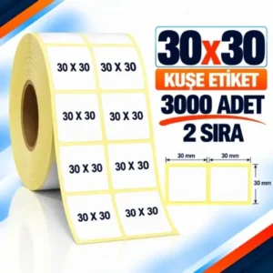 Etiket 30 X 30 Kuşe 2 li 3000 Adet