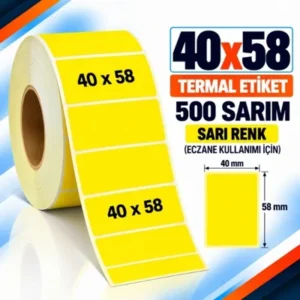 Etiket 40 X 58 Termal 500 Sarım Sarı Eczane Kullanımı için 1 Adet