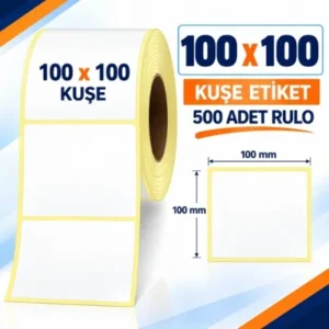 Etiket 100 X 100 Kuşe 500 Adet Rulo